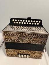 Vintage (1940s) Hohner Vienna Pokerwork HA-2815 (Rare AD) Diatonic Accordion
