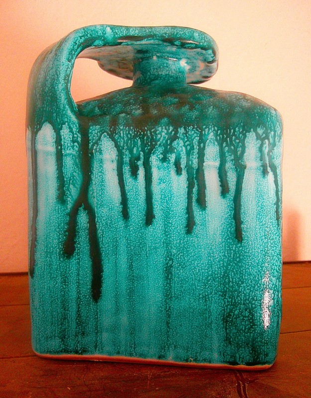 Hungarian Jug, Drippy Glaze Treatment, Cubist Design, Signed, Unknown Maker