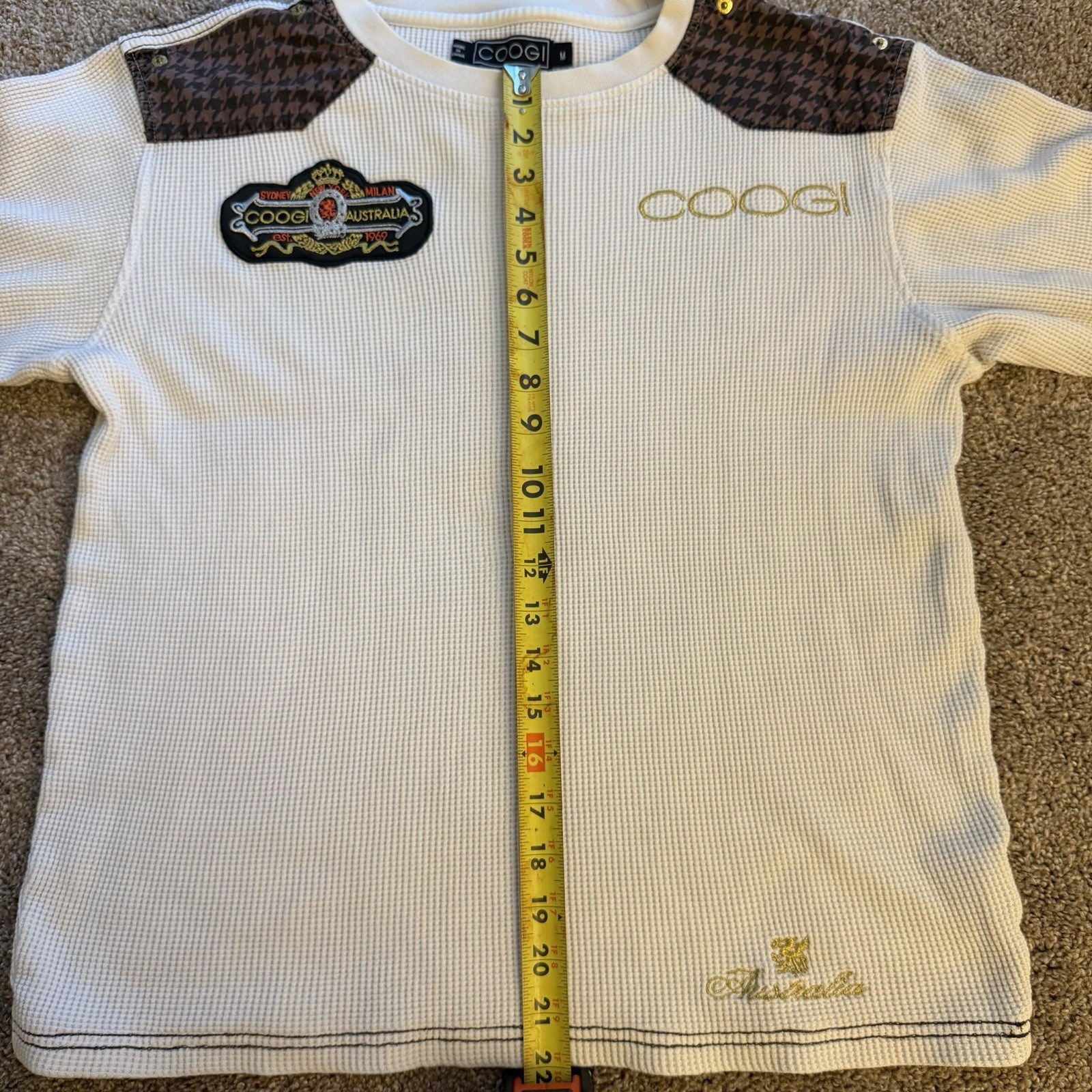 Y2K COOGI Australia Waffle Thermal Shirt M Houndstoot… - Gem