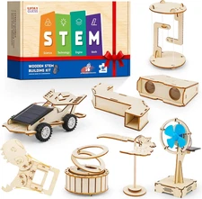 8 In1 STEM Science Kit for Kids Age 8-14, Wooden Physics Experiments & Solar Eng