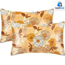 Set of 2 Queen Satin Pillowcases for Hair Skin - Bohemian Floral Print