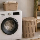 Hamper Laundry Hamper With Lid And Cesta Coordinate Effect Wooden Beige