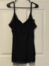 Lane Bryant The Lace Cami Women 26/28 Black Stretch Spaghetti Straps Rayon