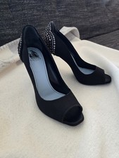 Lanvin Black Satin Studded Sandals 4inch Heels Size 39