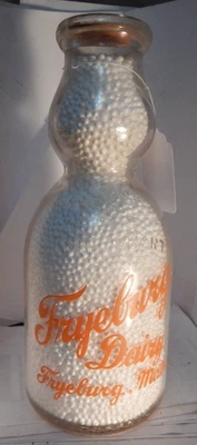 vintage qt pyro cream top milk bottle-Fryeburg Dairy Fryeburg, Maine -Laboratory - Image 1 of 2