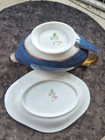 HTF Wedgwood Whitehall Powder Blue MCM Handled Gravy Boat with Underplate W3993 — photo 5