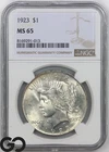 1923 Peace Dollar NGC MS 65 ** Strong Cartwheel Mint Luster!