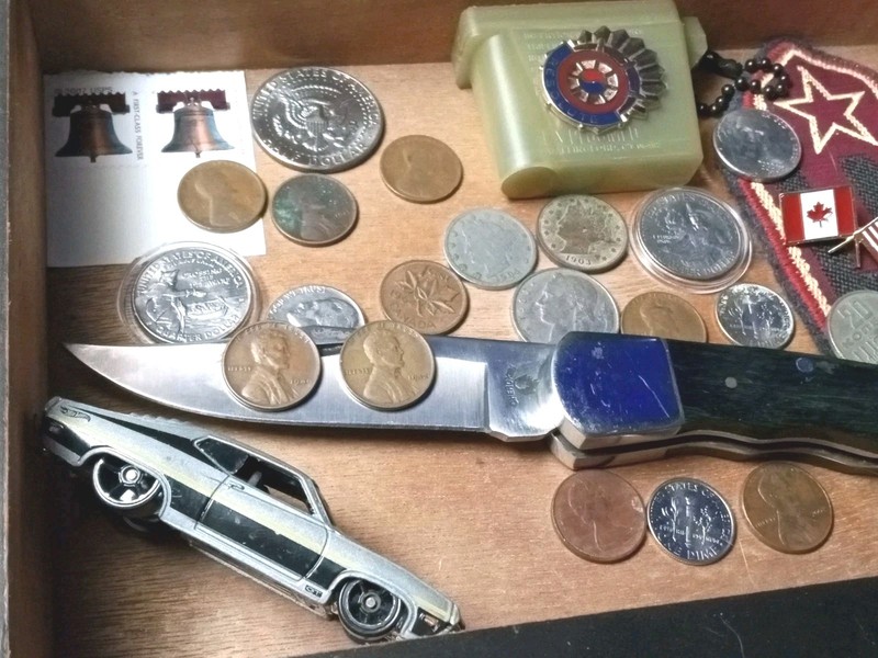 🇺🇸 Vintage 1917 1942 Lincoln Junk Drawer Coins Military, Medal Solingen Knife 