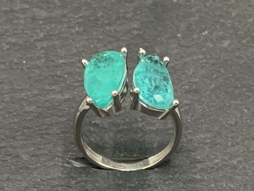 Bague tourmaline Paraiba en argent 925 taille 56 - Photo 11/14