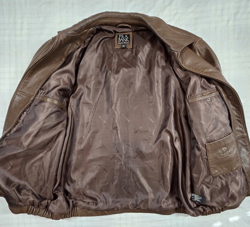 Jos A Bank Signature Collection Soft Brown Leather Bomber Jacket Full Zip XXLT - Picture 4 of 13