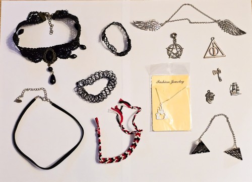 Assortment Jewellery /Collar brooch/Choker/Pendants Bundle Goth Pentagram Xmas