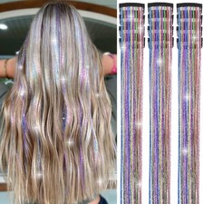 Hair Tinsel Clip in Pack of 12 Pcs Glitter Tinsel Hair Extensions 24 Inch Clip