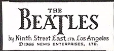 1966 The Beatles Ninth Street East Sew In Garment Tag Nems Enterprises