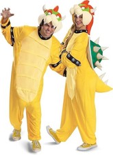 Adults Super Mario Bros Bowser Hooded Jumpsuit Costume, Adults Size L/XL 