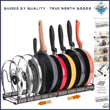 Elegant Adjustable Pots and Pans Organizer Rack - Space-Saving Kitchen Solution