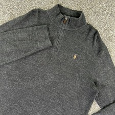 Polo Ralph Lauren Estate Rib 1/4 Zip Pullover Sweater Men Large Gray Long Sleeve