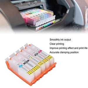 ^5Pcs Ink Cartridge Reusable Smoothly Ink Output 5 Colors PGBK BK C M Y
