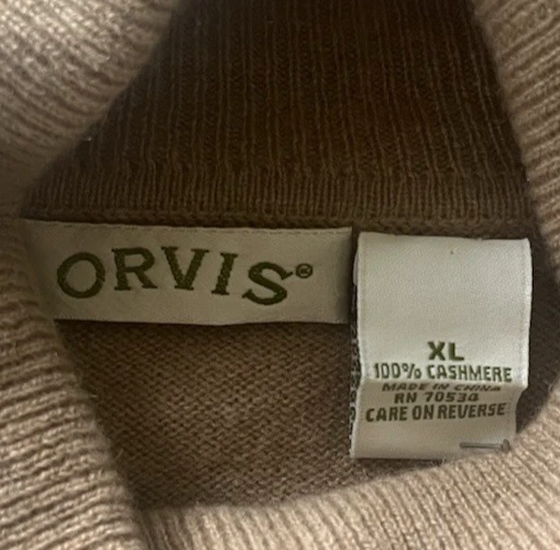 Suéter para mujer Orvis color camel sólido 100 % cachemir cuello alto ajuste relajado XL Foto 3 de 3