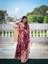 Designer Sari Bollywood Bridal Silk Saree Blouse South Indian Party Wear Saree