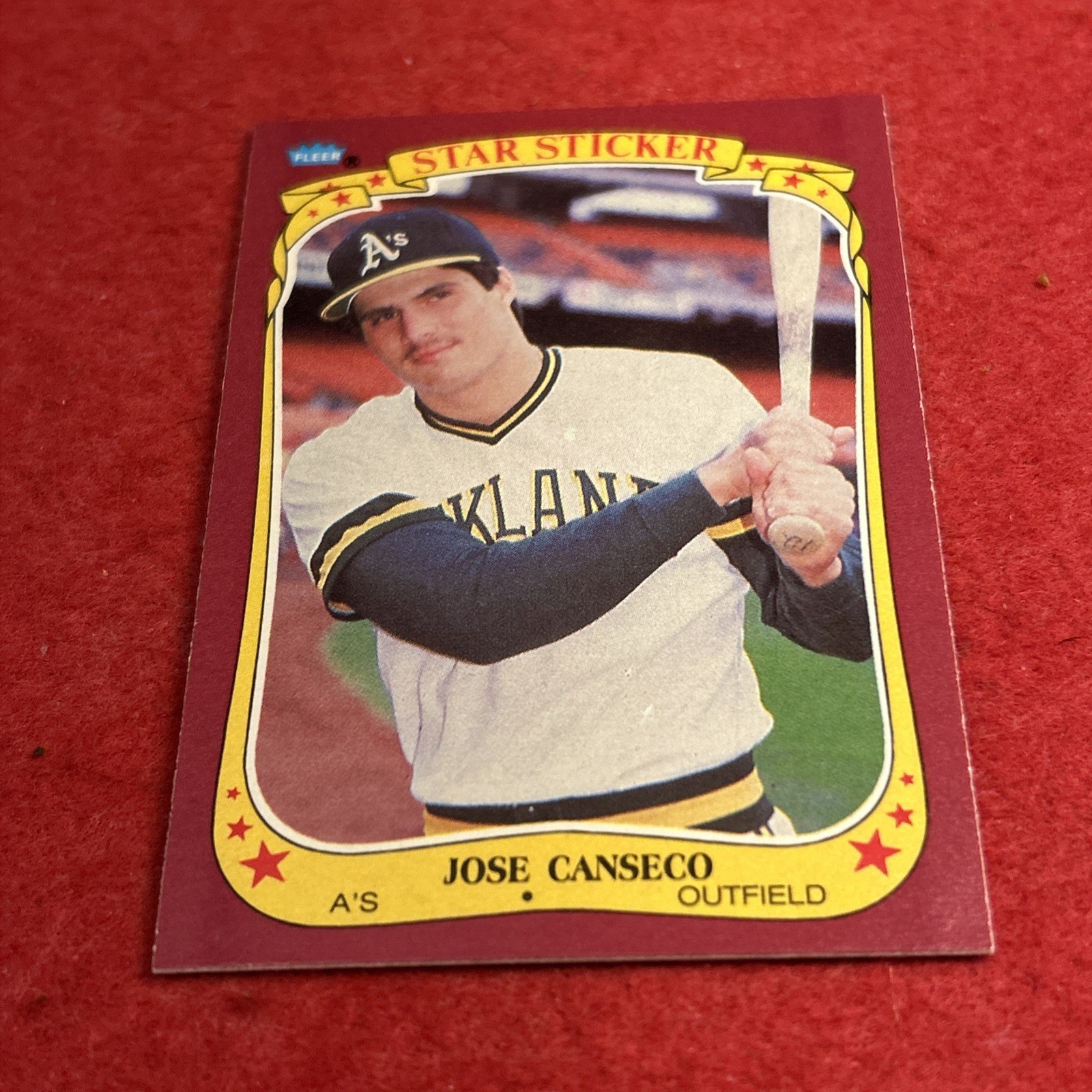 1986 Fleer Star Sticker Jose Canseco #19 (RC) Rookie Sticker Card