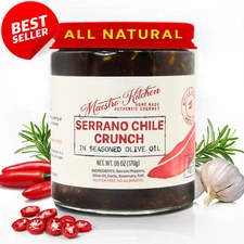Spicy Serrano Chili Crunch 6oz Olive Oil Garlic Rosemary Hot Sauce Seasoning - U