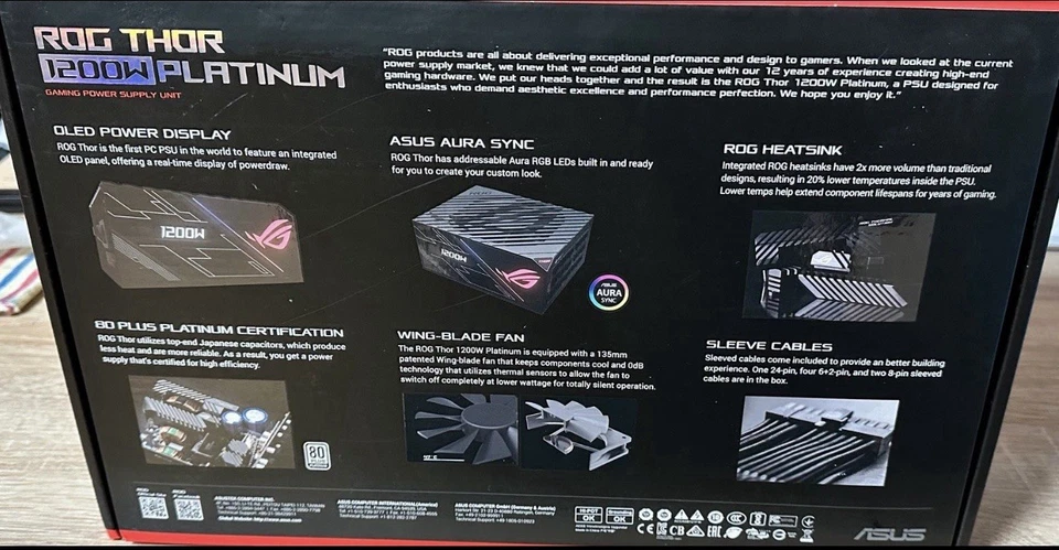 ASUS ROG Thor 1200W Platinum OVP!!TOP!! - Bild 2 von 4