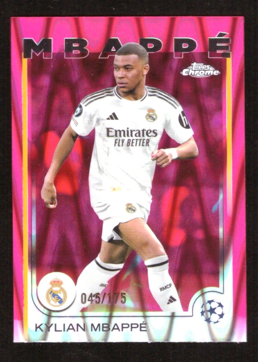 2024-25 Topps Chrome UEFA Kylian Mbappe #1 Pink Raywave Refractor