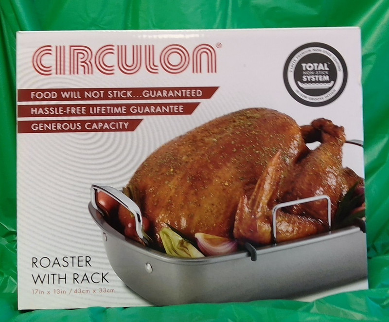 Circulon Rectangle Roaster Pan with Rack Roasting For 24lb Turkey New In Box