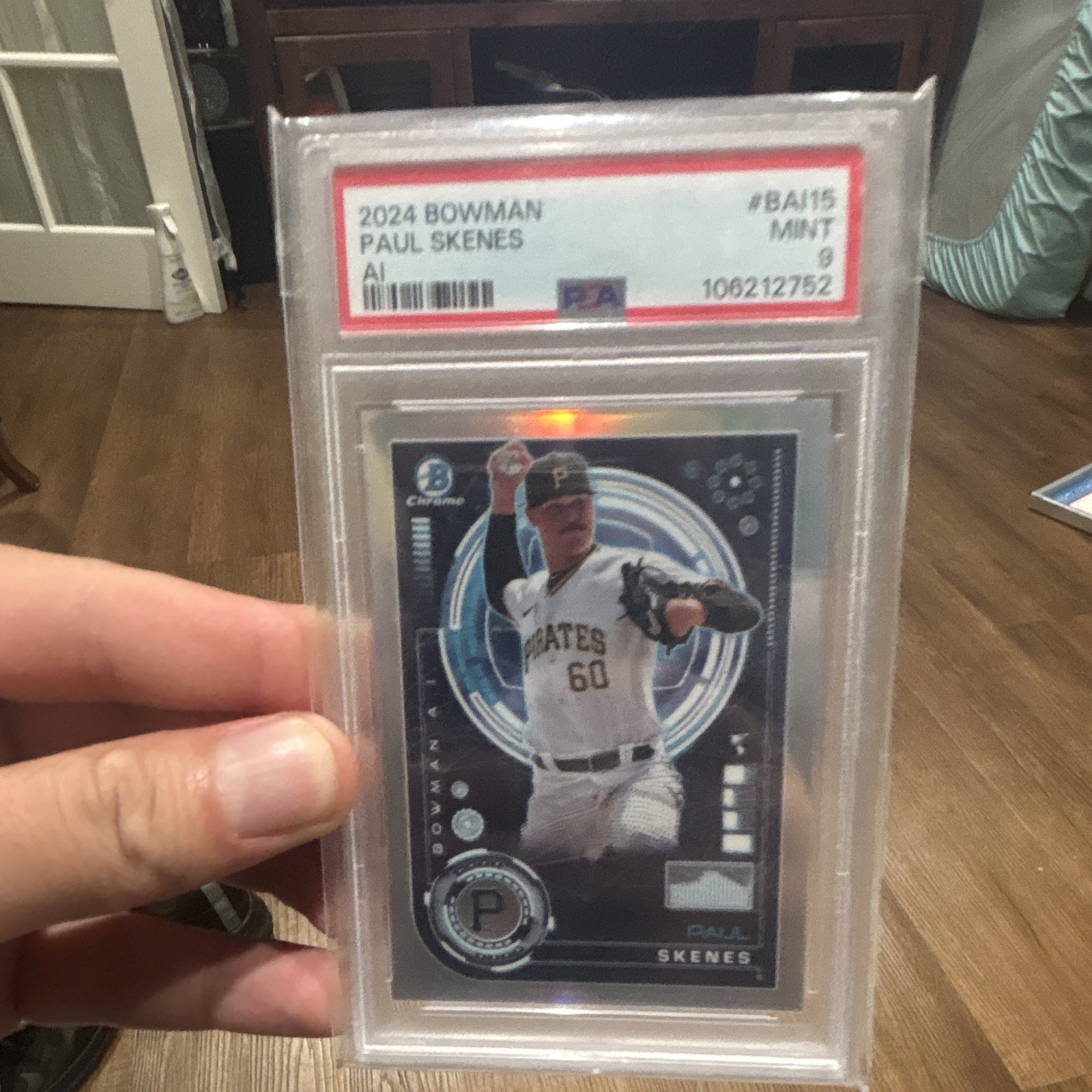Bowman 2024 Bowman AI Paul Skenes RC #BAI-15 PSA 9 Pittsburgh Pirates view 3