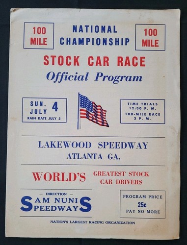 1948 Lakewood Speedway National Championship Stock Car Program, Red Byron Wins - Picture 1 of 6
