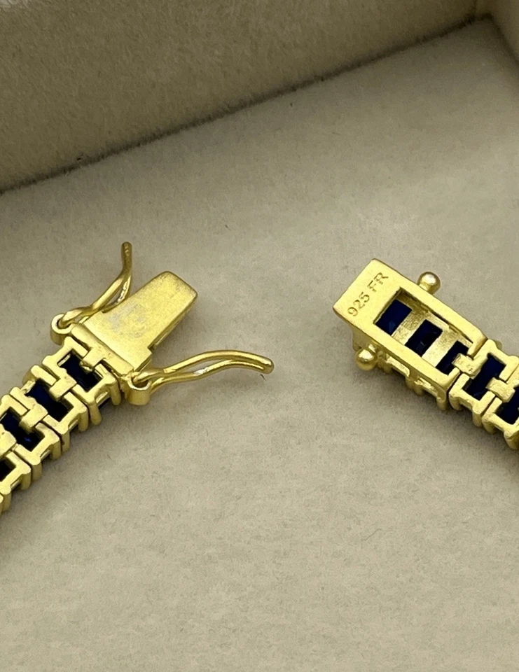 Brazalete Tenis Freida Rothman Medianoche Oro 14K Sobre 925 Azul Estación Marqués Foto 4 de 4