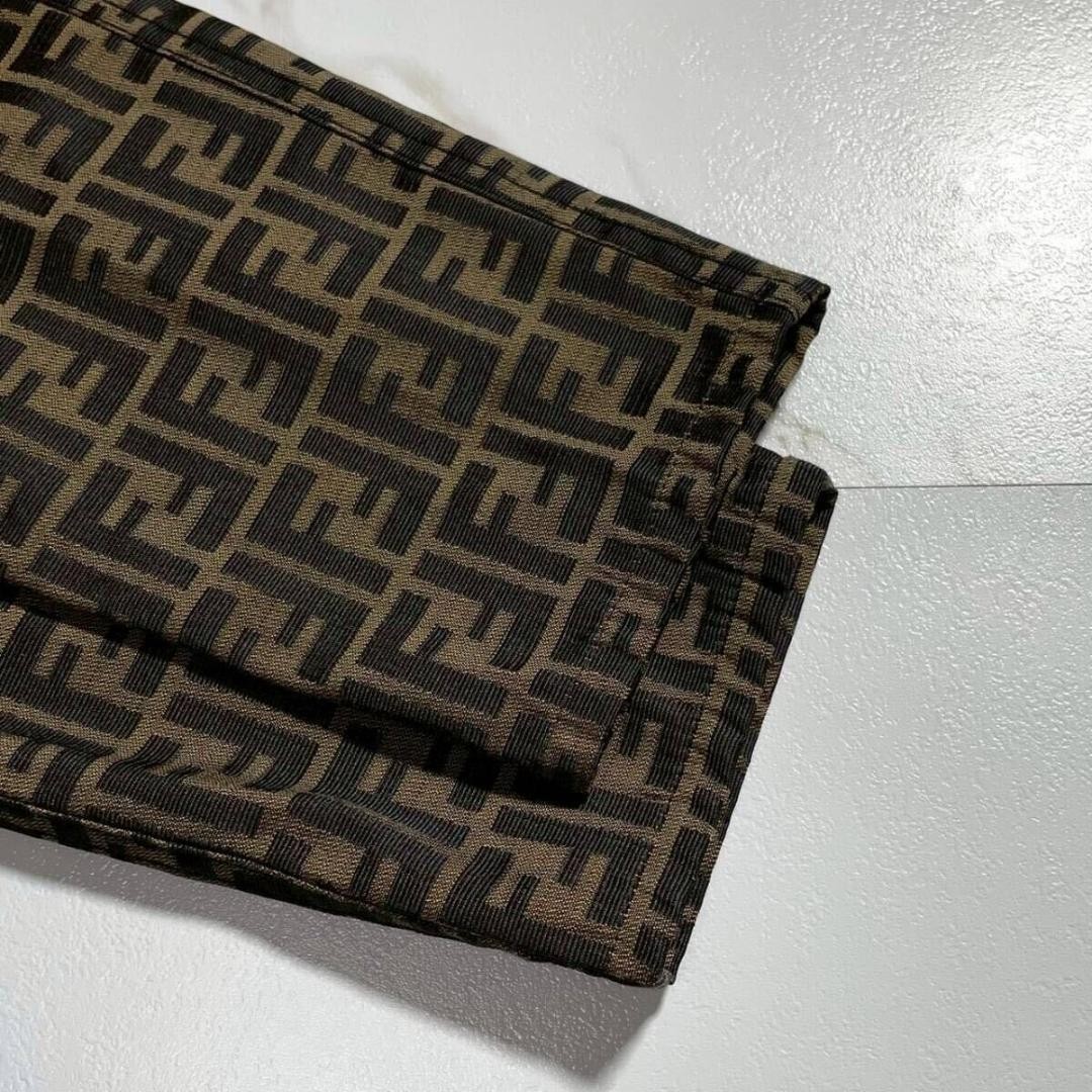 FENDI Zucca Monogram Pants FF Logo zip button Brown size 29