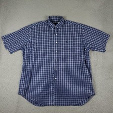 Ralph Lauren Shirt Mens XL Blue Plaid Pony Button Up Short Sleeve 