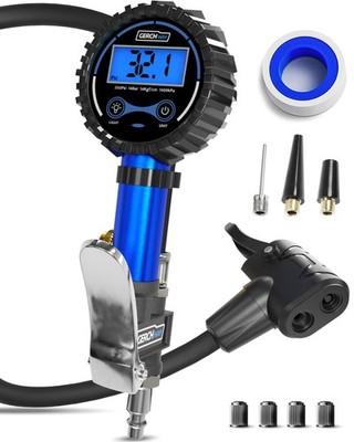 Digital Bike Tire Inflator with Pressure Gauge & Presta Valve Adapter