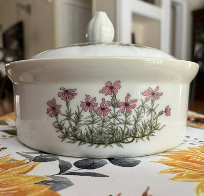 VINTAGE TAKAHASHI FLORAL OVENWARE CASSEROLE STEW VEGETABLE W/ LID MADE IN JAPAN
