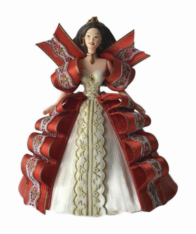 Hallmark Keepsake Ornament Holiday Barbie 1997 Mattel Red Ribbon Dress