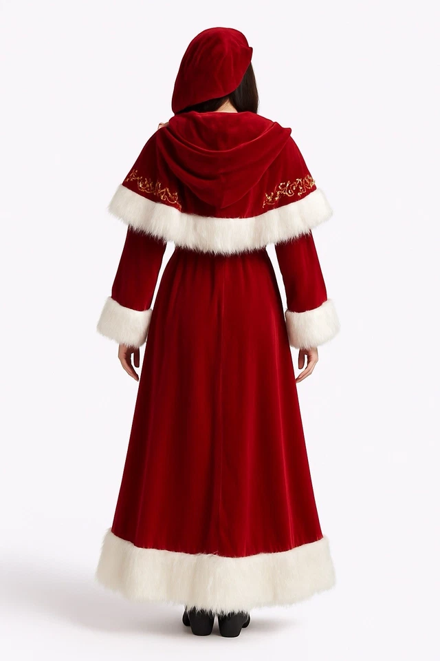 Mujer Capa y Vestido con Capucha Sra. Santa Claus Disfraz de Navidad Traje XL Foto 2 de 4