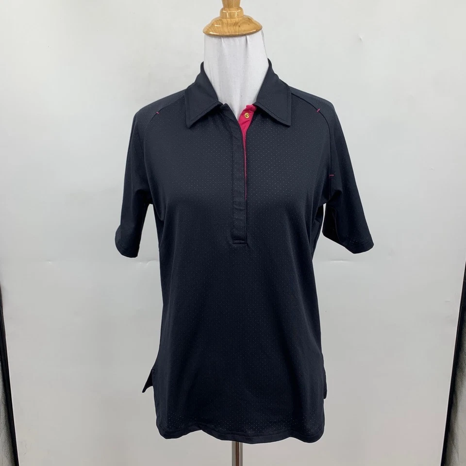 Sunice Polo Shirt Womens M Medium Black Flow Dry Snap Closure X Static Golf Top - Image 2 of 4