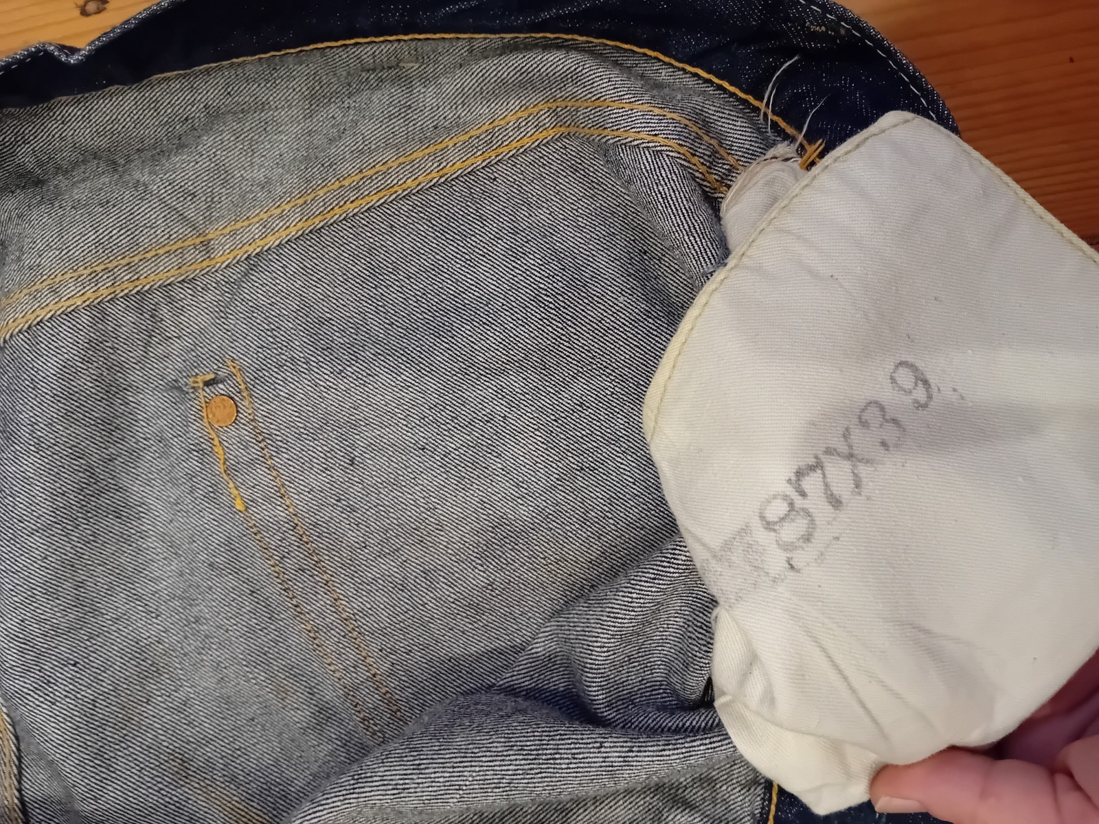 Levis Big E 501 late 50's vintage original stamp inside pocket image 3
