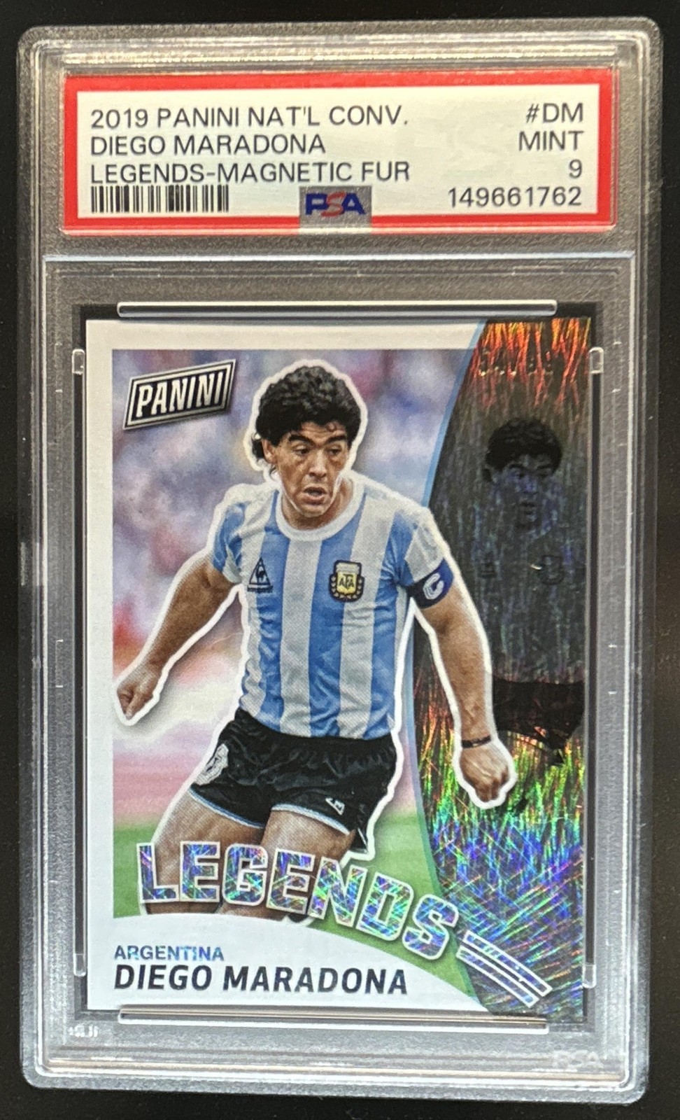 2019 Panini The National Diego Maradona Legends Magnetic Fur #/99 PSA 9