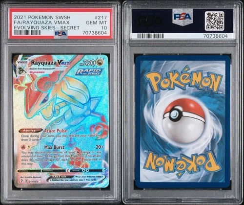 Pokemon Rayquaza VMAX Rainbow 217/203 Evolving Skies PSA 10 Gem Mint