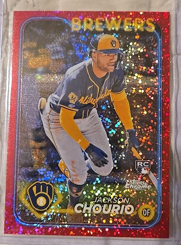 2024 Topps Chrome - Jackson Chourio #161 Magenta Speckle Refractor 244/350 (RC)