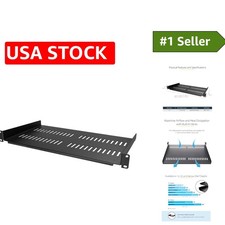 1U Vented Rack Shelf for 19'' Racks - 10'' Deep, 44 lbs Capacity, Durable Steel