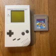 Nintendo Gameboy Original Console Super Mario Game With White Replacement Shell