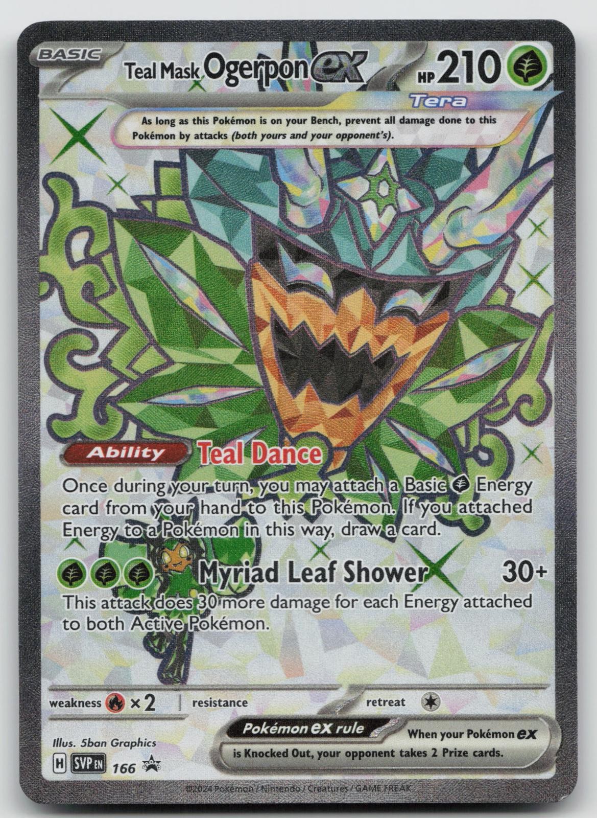 Teal Mask Ogerpon ex 166 Holo Ultra Rare Scarlet & Violet Promo Pokemon Holo NM