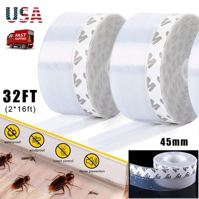 32FT Door Seal Strip Weather Stripping Self Adhesive Bottom Sweep Stopper Rubber