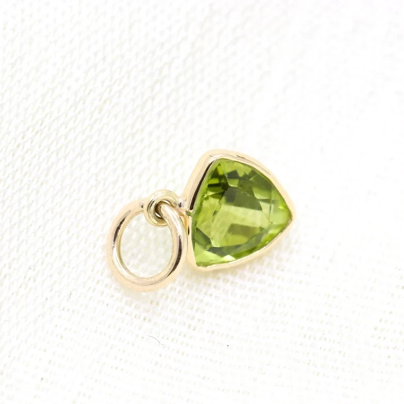 Natural Peridoto Colgante Piedra Preciosa 14K Oro Amarillo Agosto Joyería Fina - Imagen 3 de 4