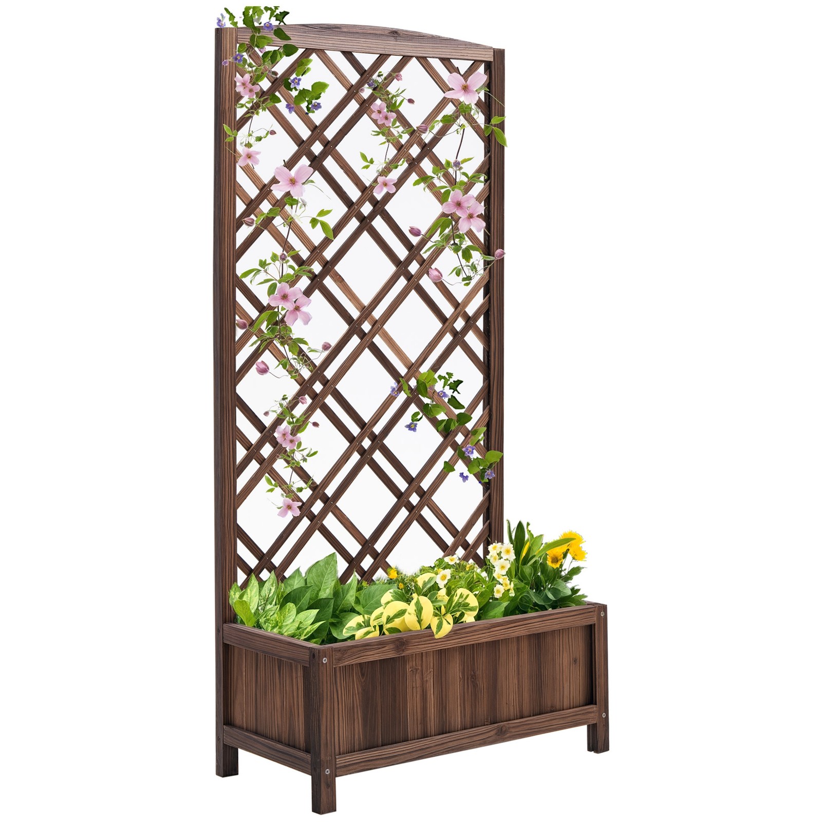 Outsunny Fioriera in Legno con Grigliato per Orto Verticale e Fiori