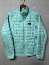 Patagonia Nano Puff Jacket Women Size Small Teal Full Zip 84217 Puffer Primaloft