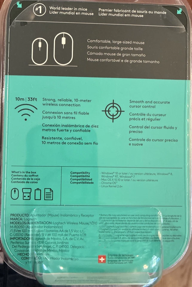 Logitech - M310 Wireless Optical Ambidextrous Mouse - Wireless - Silver & Black - Image 3 of 3